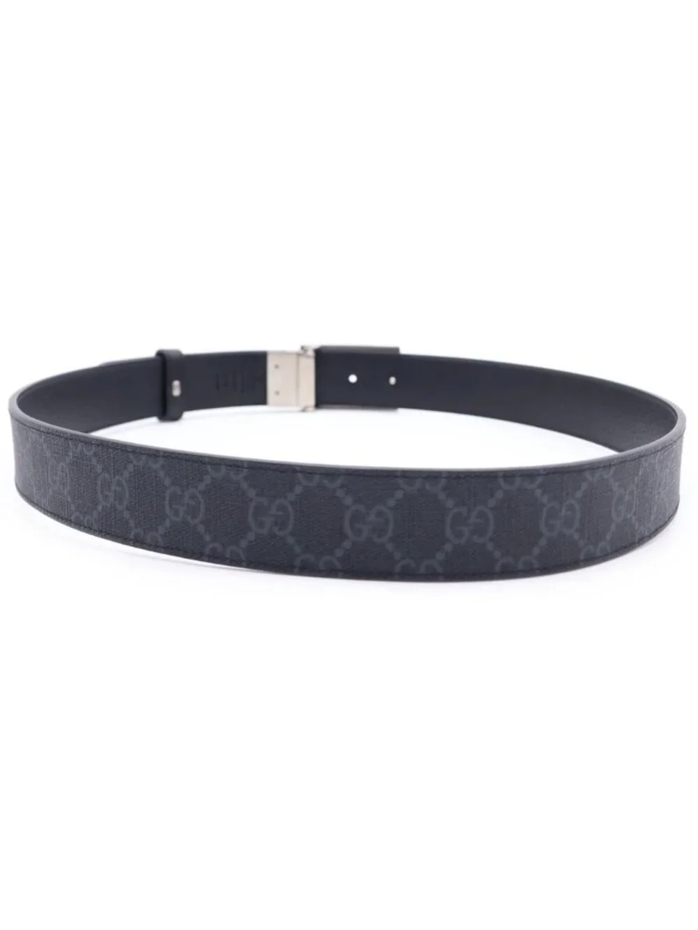 Gucci Square Reversible Leather Belt Black Silver